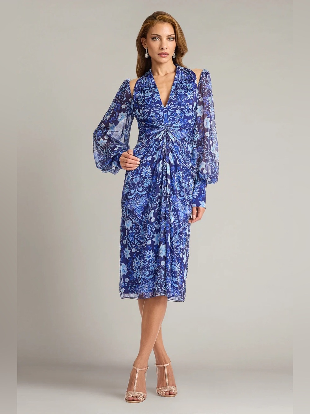 TADASHI SHOJI - KROE FLORAL PRINT ILLUSION DRESS